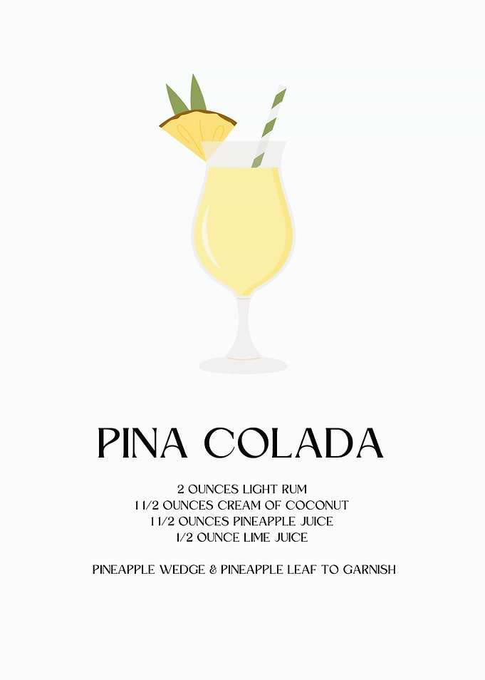 Pina Colada Recipe Illustration