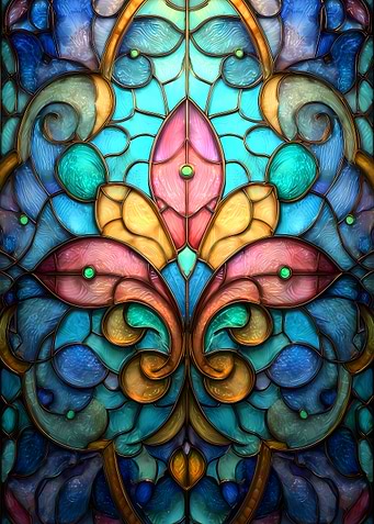 Colorful Stained Glass Floral Pattern