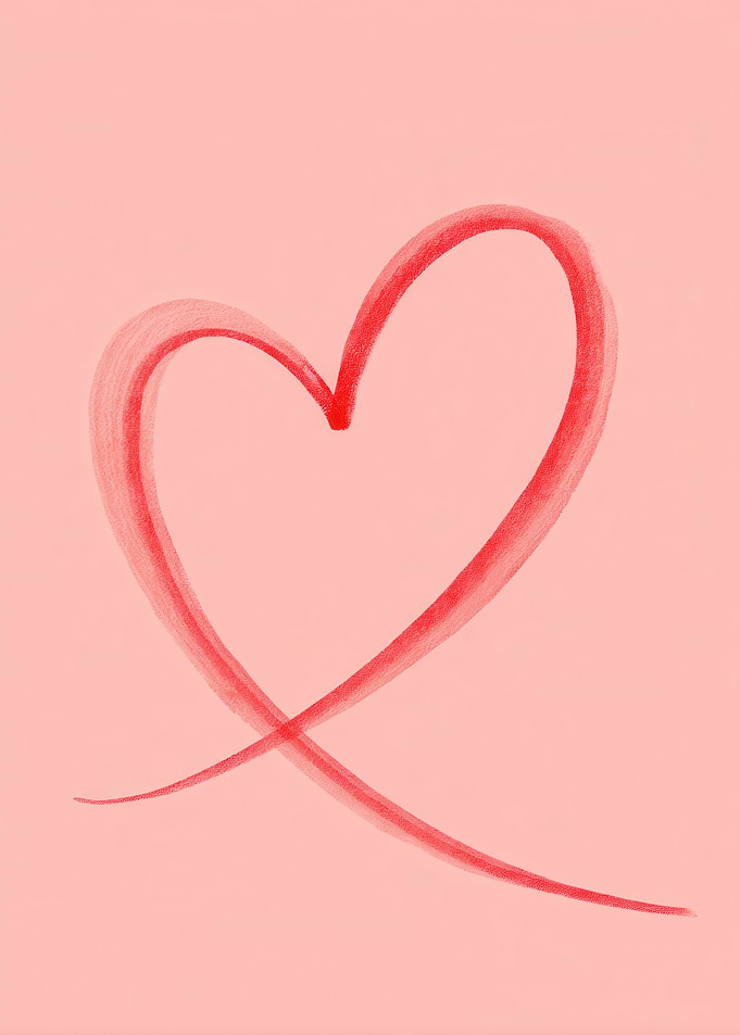 Red Heart on Pink Background