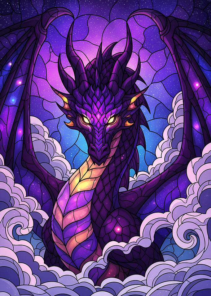 Purple Dragon in the Clouds