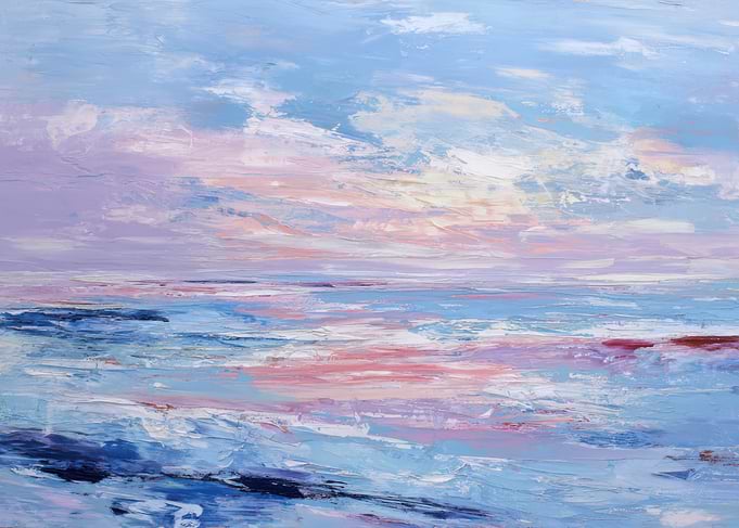 Abstract Seascape Painting with Pastel Colors