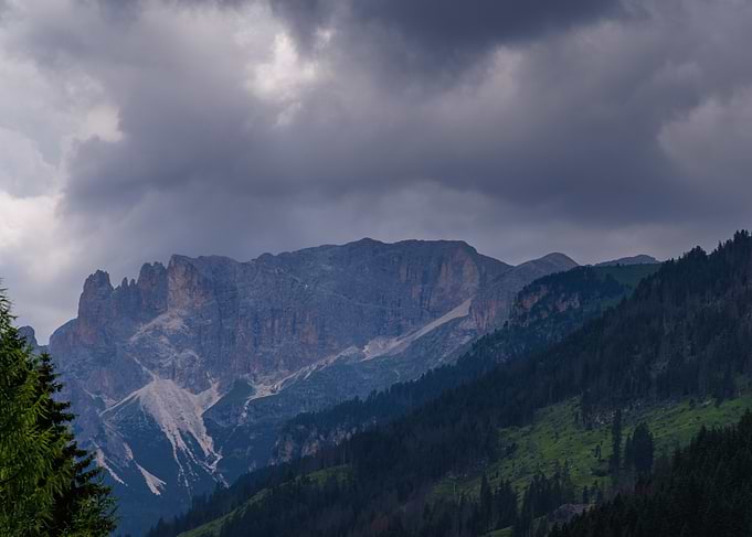 Mountain Range Under Stormy Sky - Dolomites - Italy