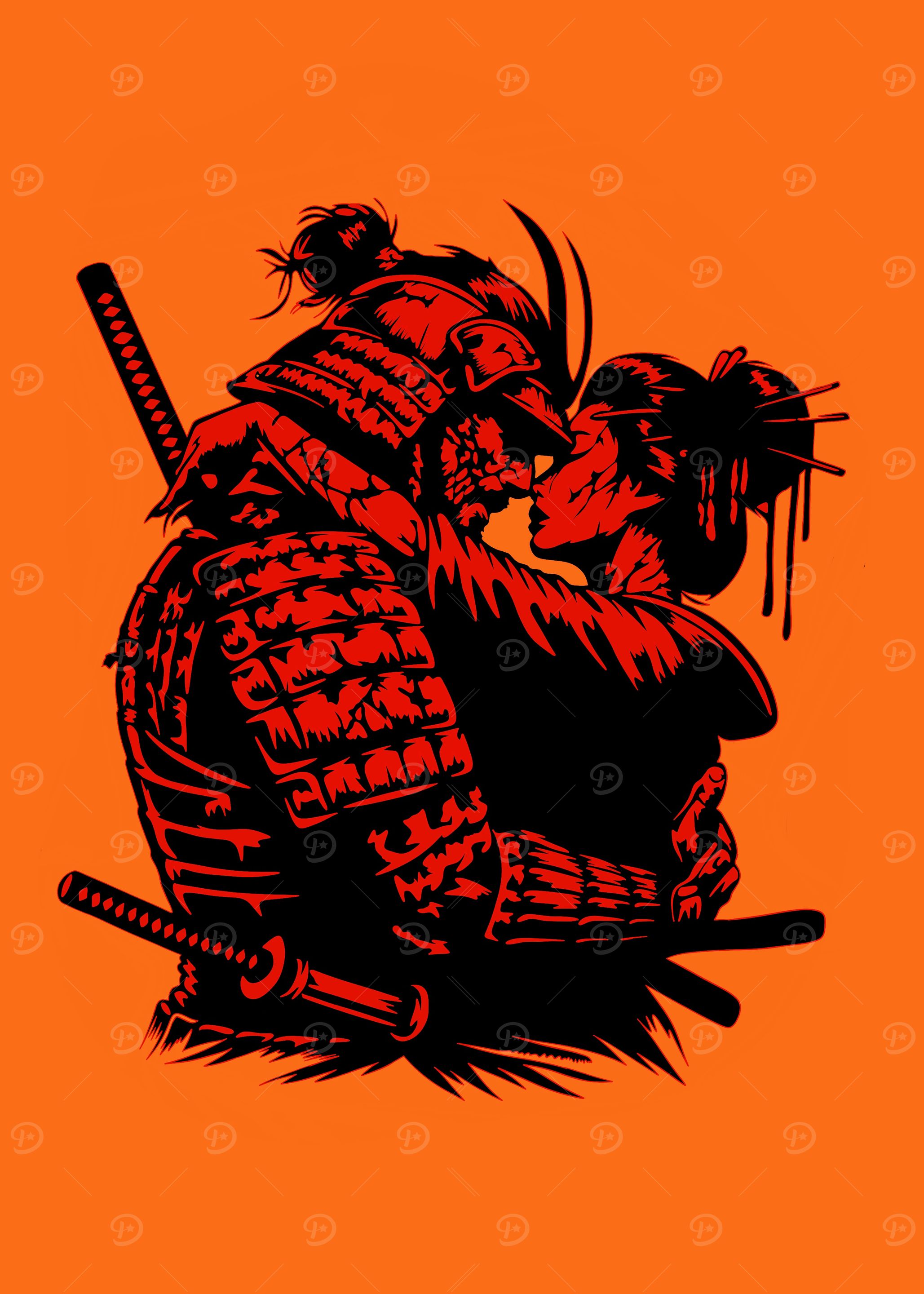 Samurai and Geisha Embrace