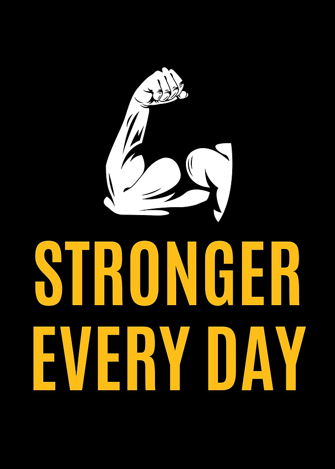 Stronger Every Day Motivational Gym Quote Wall Art