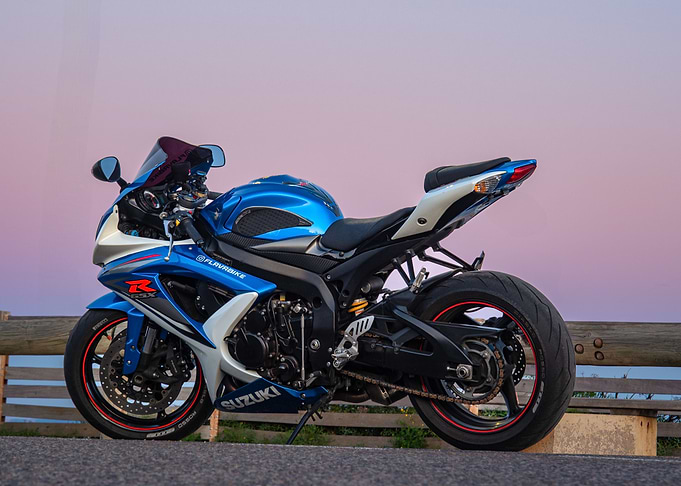 Suzuki GSX-R 750 Motorcycle at Sunset