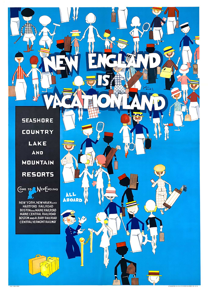 New England is Vacationland Vintage Poster