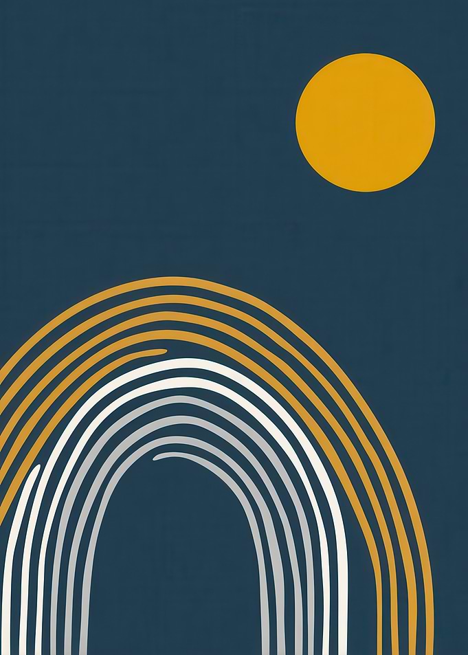 Abstract Rainbow and Sun Art