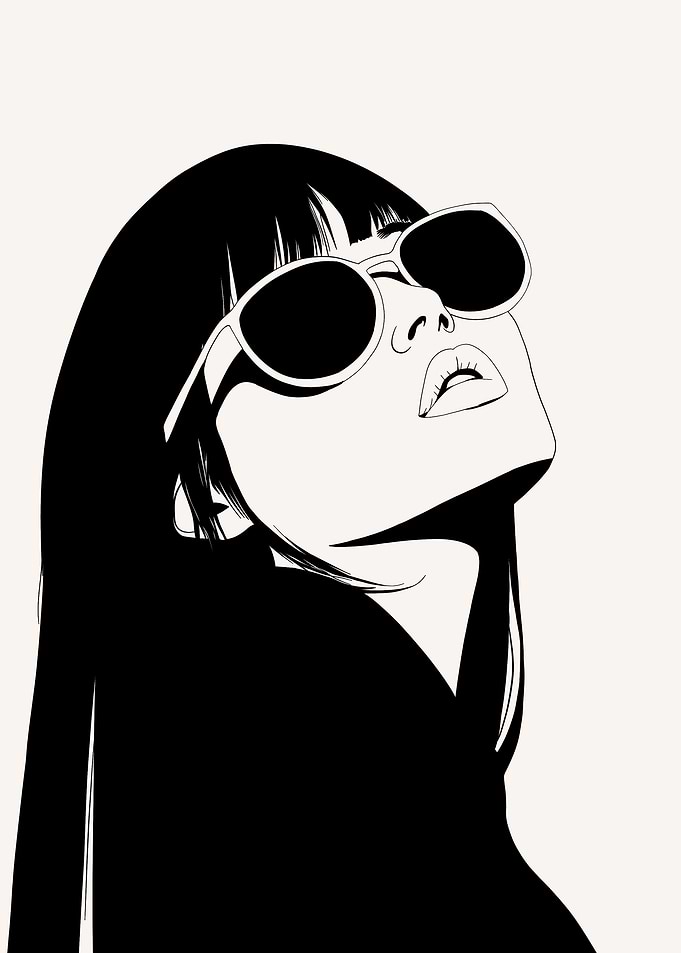 Woman with Sunglasses Black and White