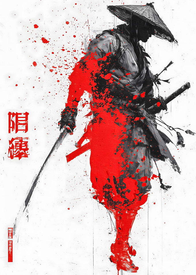 Samurai Warrior Red Splatter