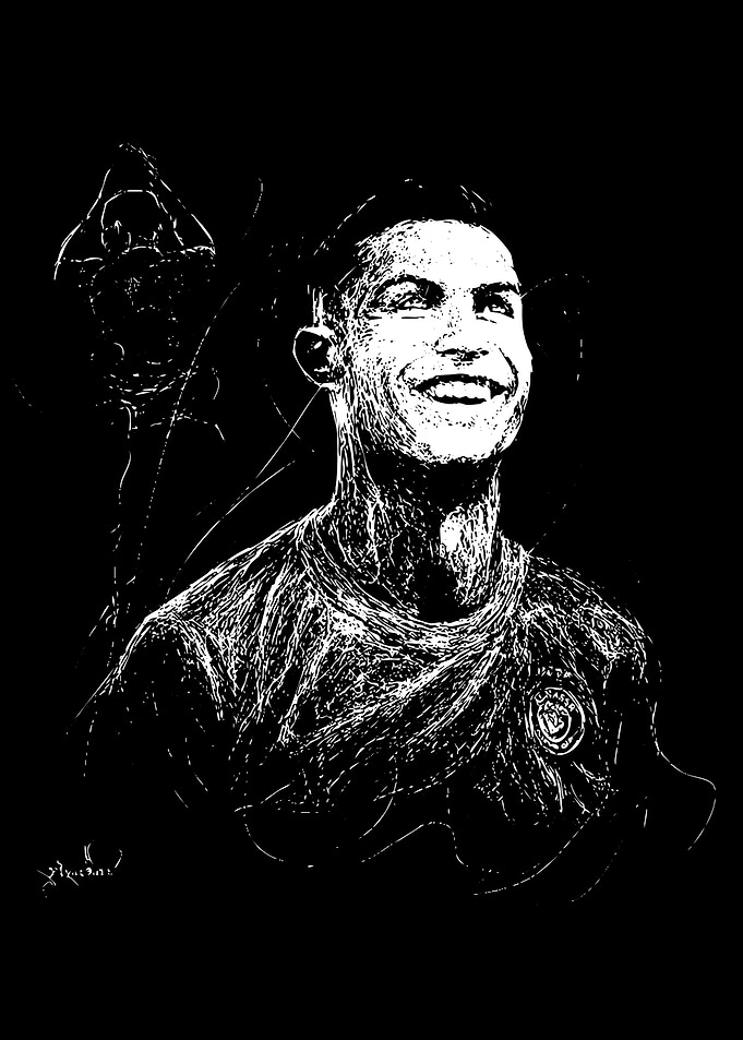 Cristiano Ronaldo Black and White Portrait