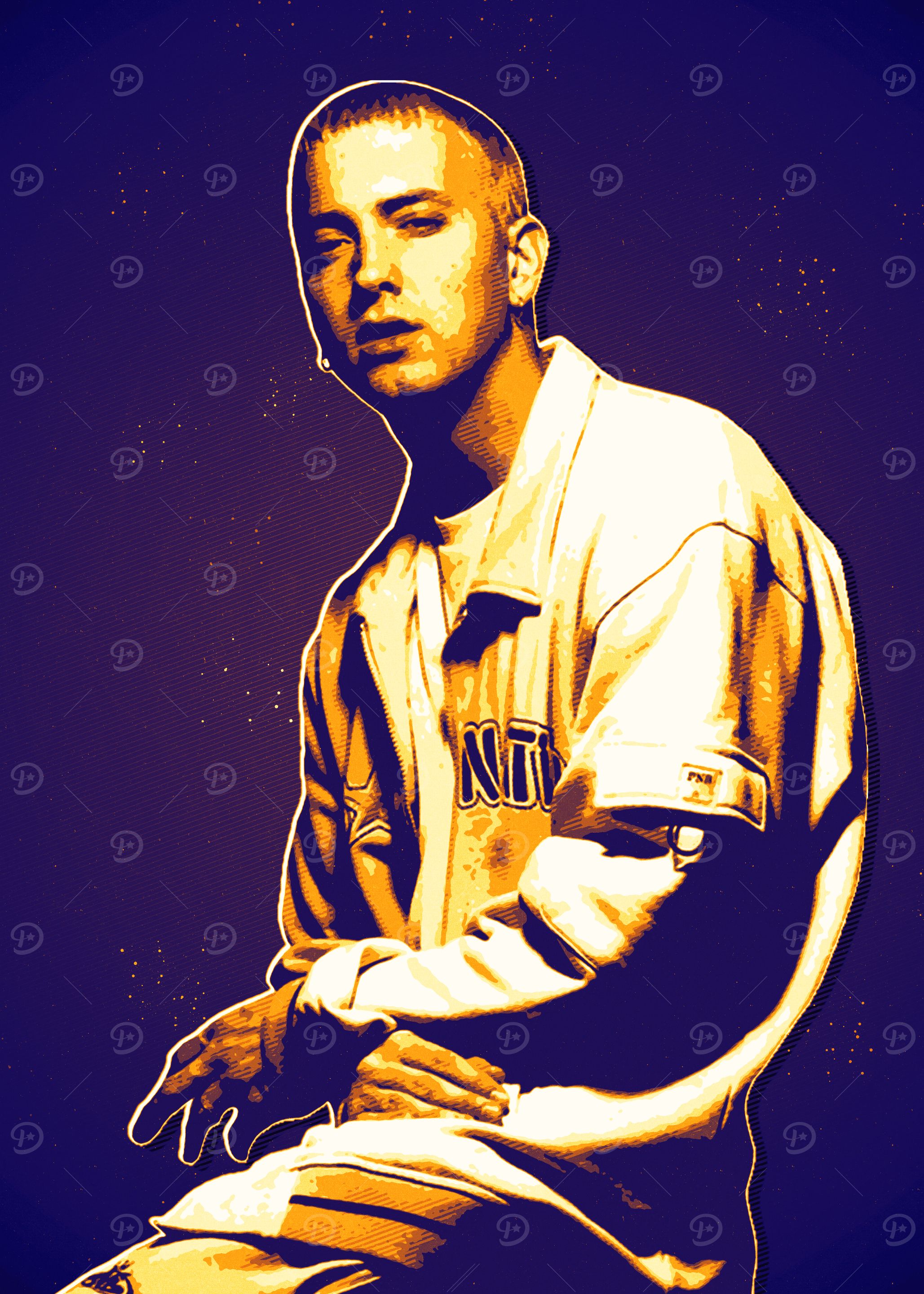 Eminem Portrait Art in Gold and Purple