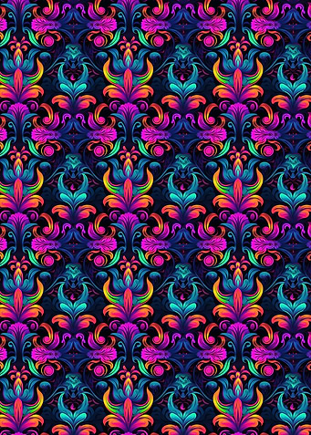Colorful Floral Damask Pattern