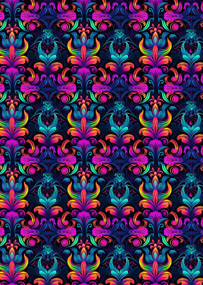Colorful Floral Damask Pattern
