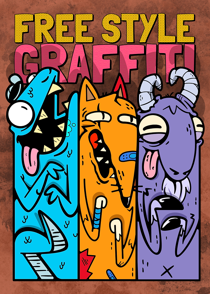 Free Style Graffiti Cartoon Monsters