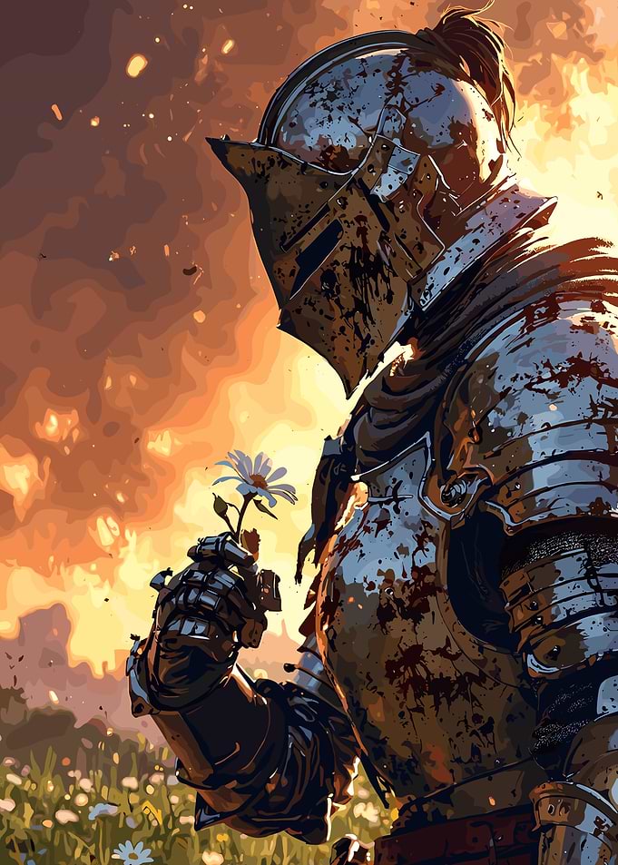 Knight with Flower in Field