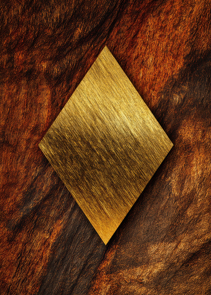 Golden Diamond on Textured Brown Background