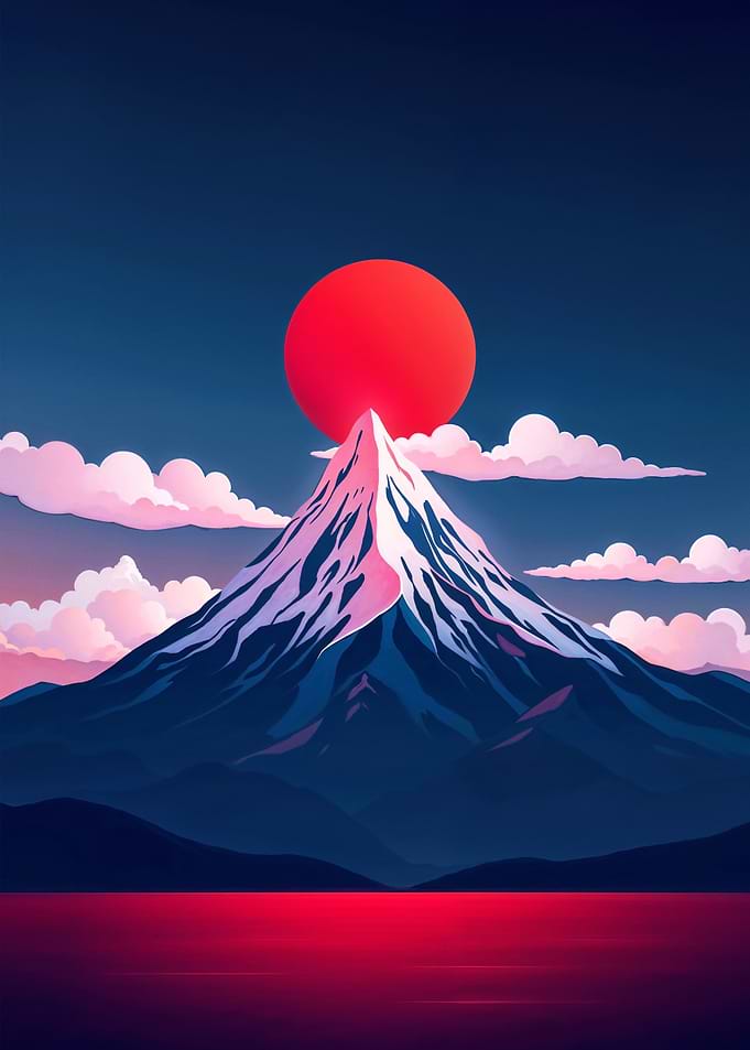 Mount Fuji Sunset Minimalist Landscape