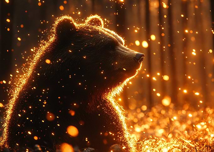Golden Bear in Forest