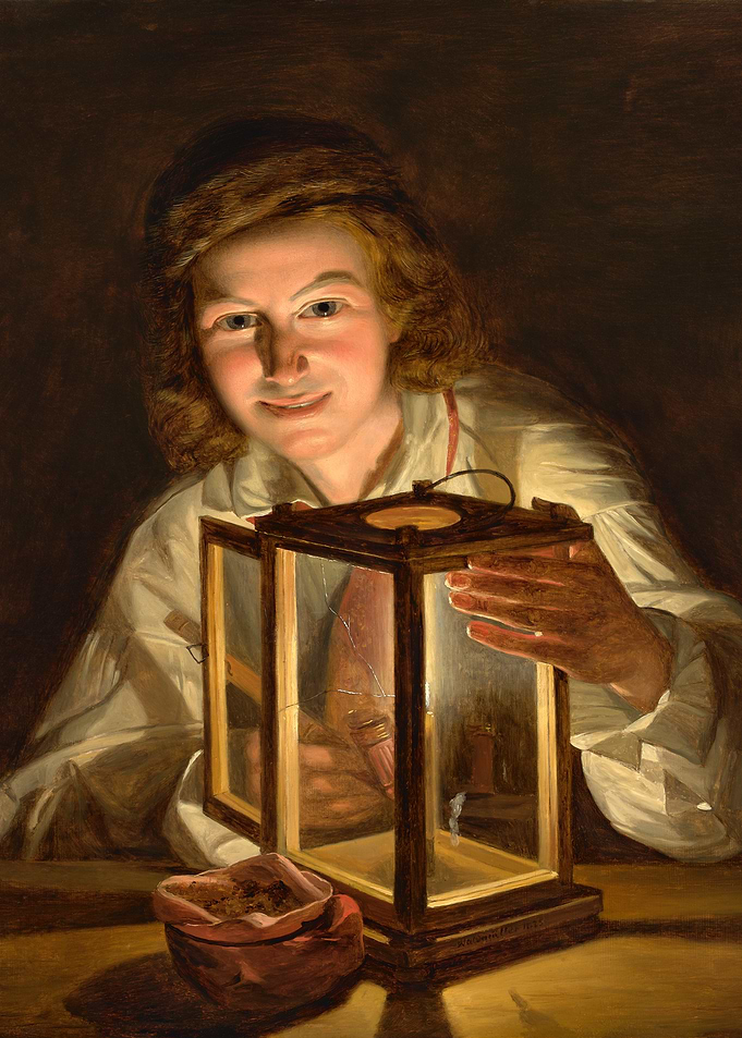 Boy with a Candle Lantern Painting