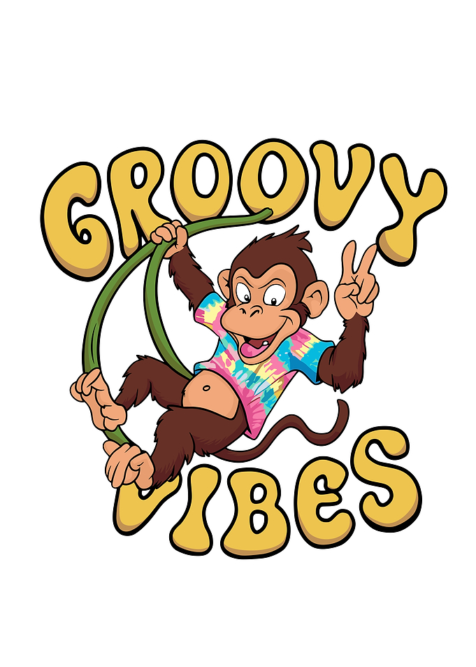 Groovy Vibes Monkey Cartoon