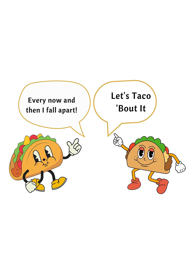 Cartoon Tacos with Speech Bubbles