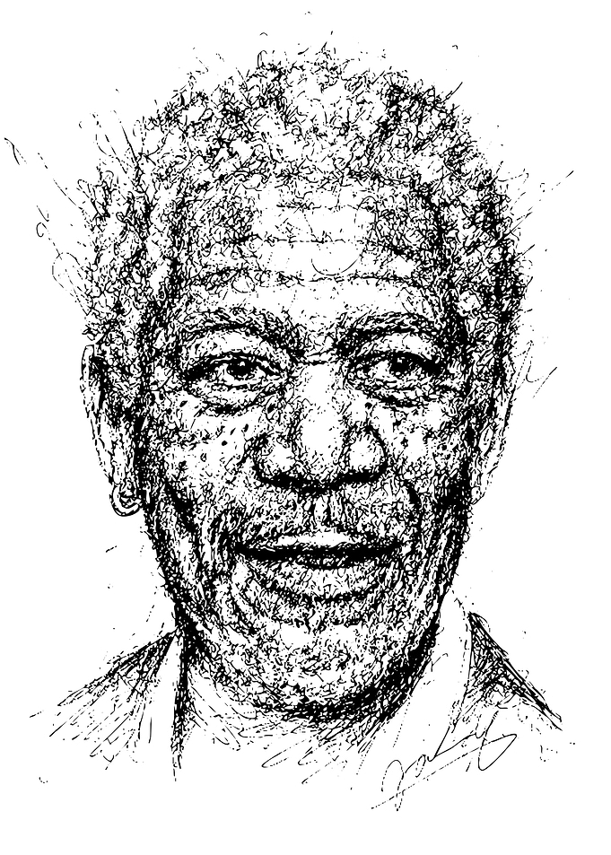 Morgan Freeman Portrait - Black and White