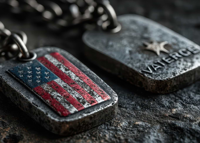 American Flag and Military Dog Tags