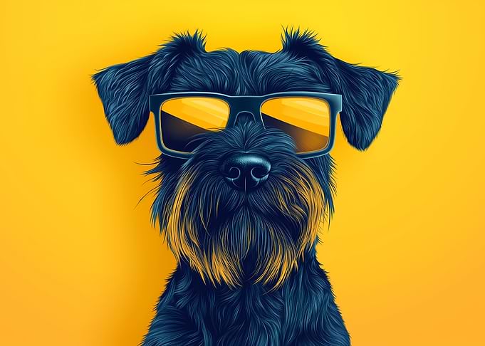 Cool schnauzer Dog with Sunglasses Portrait