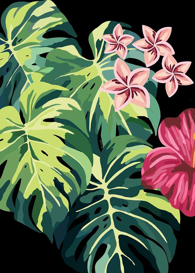 Feuillage tropical – Illustration florale graphique