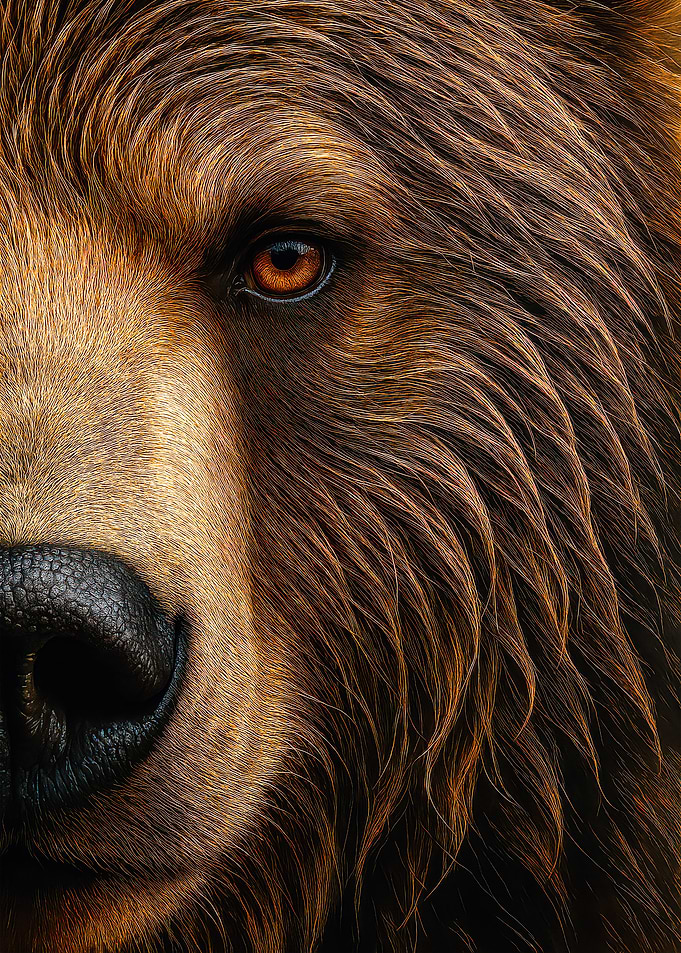 Detailed Brown Grizzly Bear Portrait