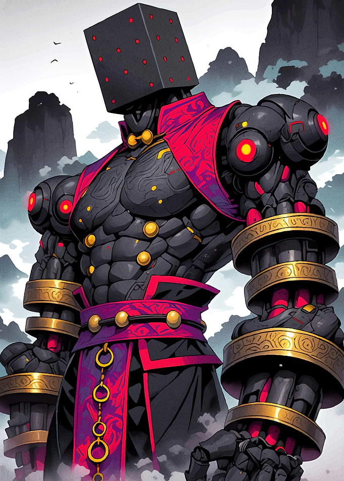 Cube Head Robot Warrior