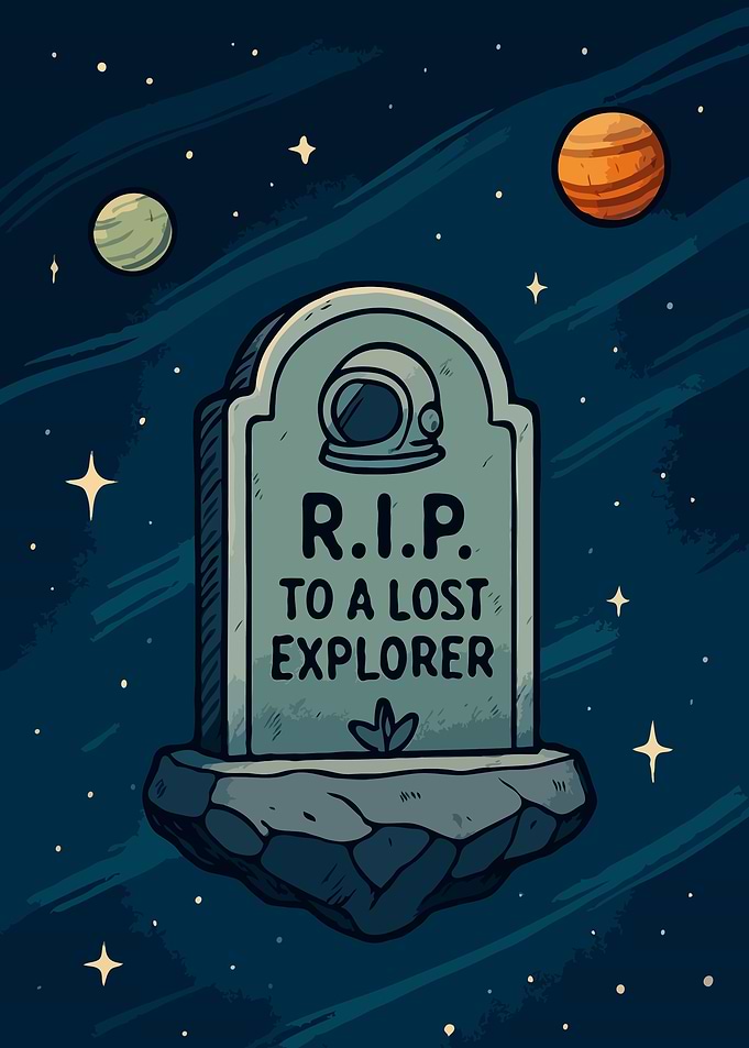 R.I.P. Lost Explorer in Space Illustration