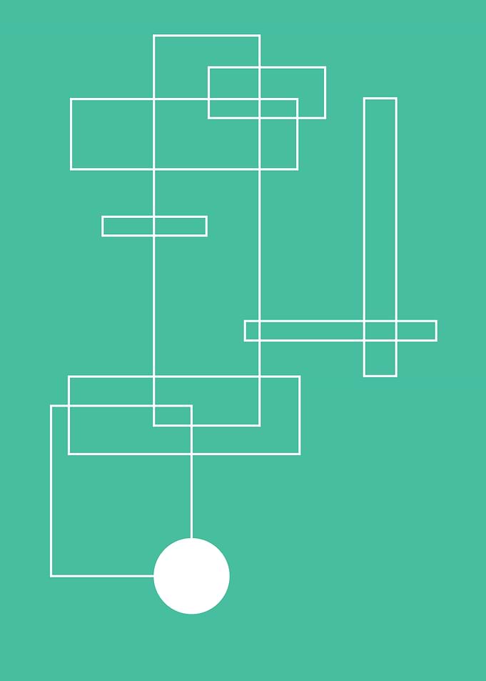 Minimal Geometric Composition on Teal