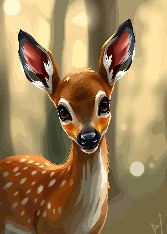 Cute Fawn Portrait in Forest