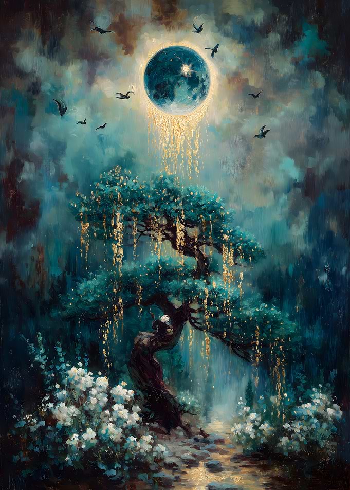 Mystical Tree Under a Glowing Moon