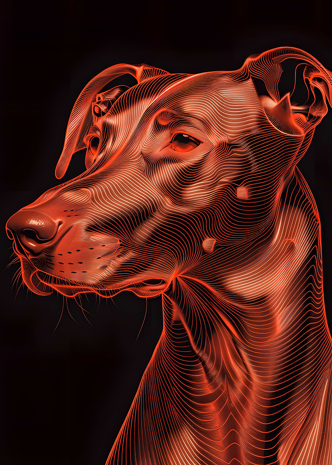 Abstract Doberman Dog Portrait