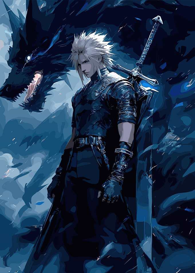 Anime Warrior with Dragon Companion