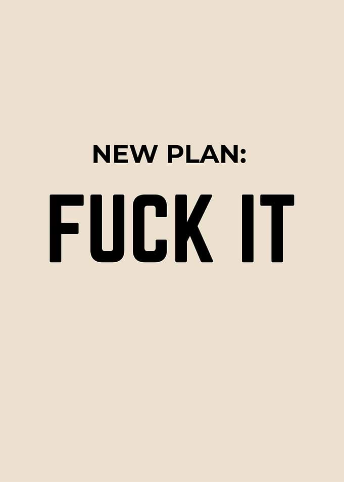 New Plan: Fuck It