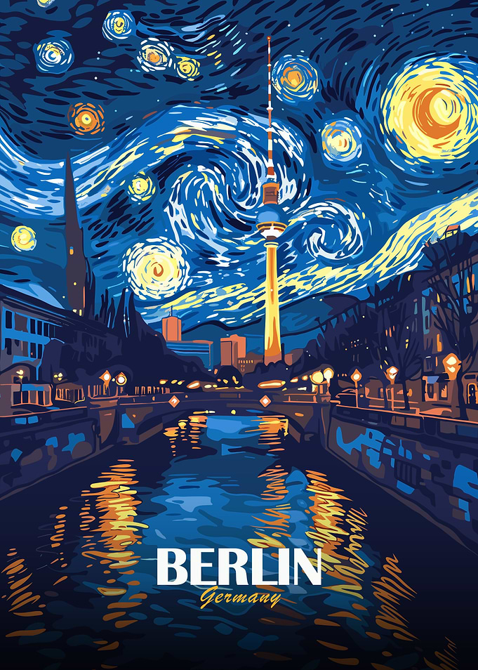 Berlin Germany Starry Night Art