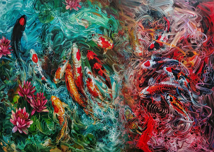 Koi Fish Pond Painting