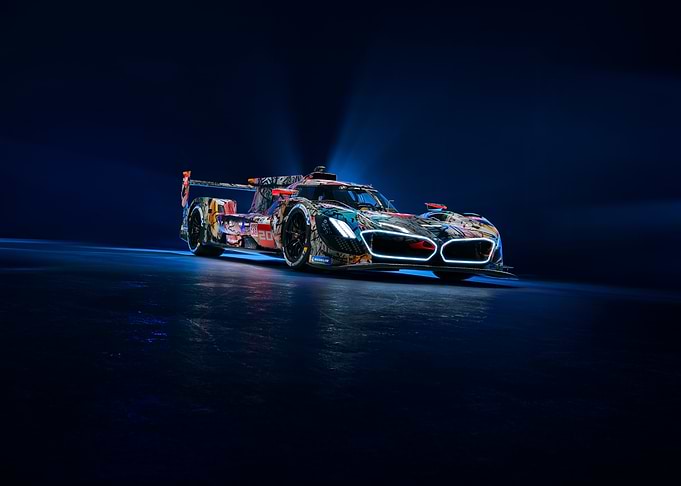 Colorful Racing Car on Dark Background