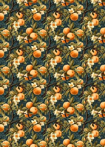 Peach and Blossom Seamless Pattern
