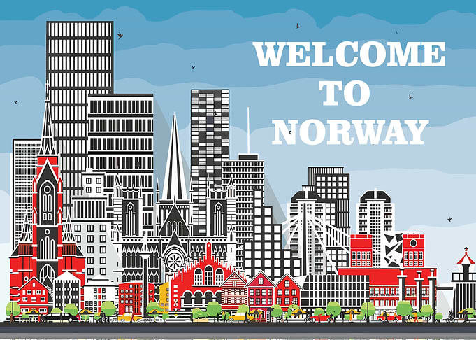Welcome to Norway Cityscape Illustration