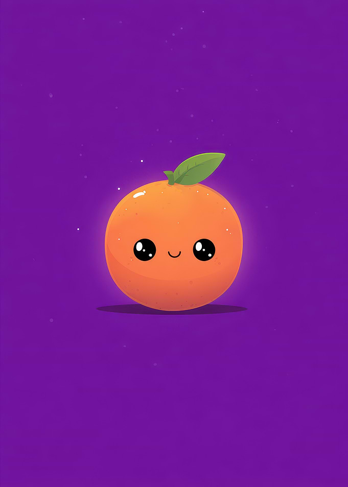 Cute Orange Character on Purple Background