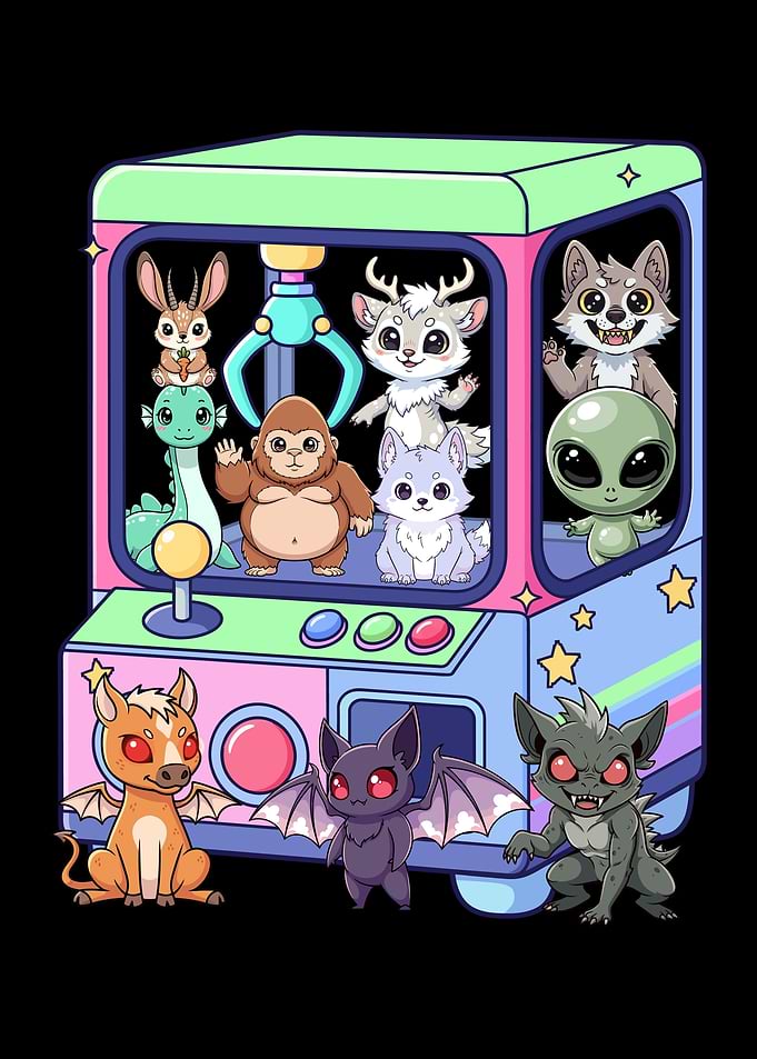 Kawaii Claw Machine with Fantasy Creatures