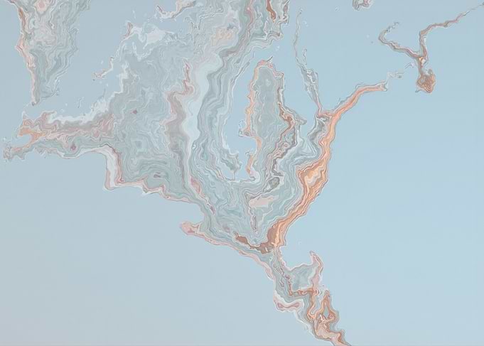 Abstract Fluid Art in Blue and Copper