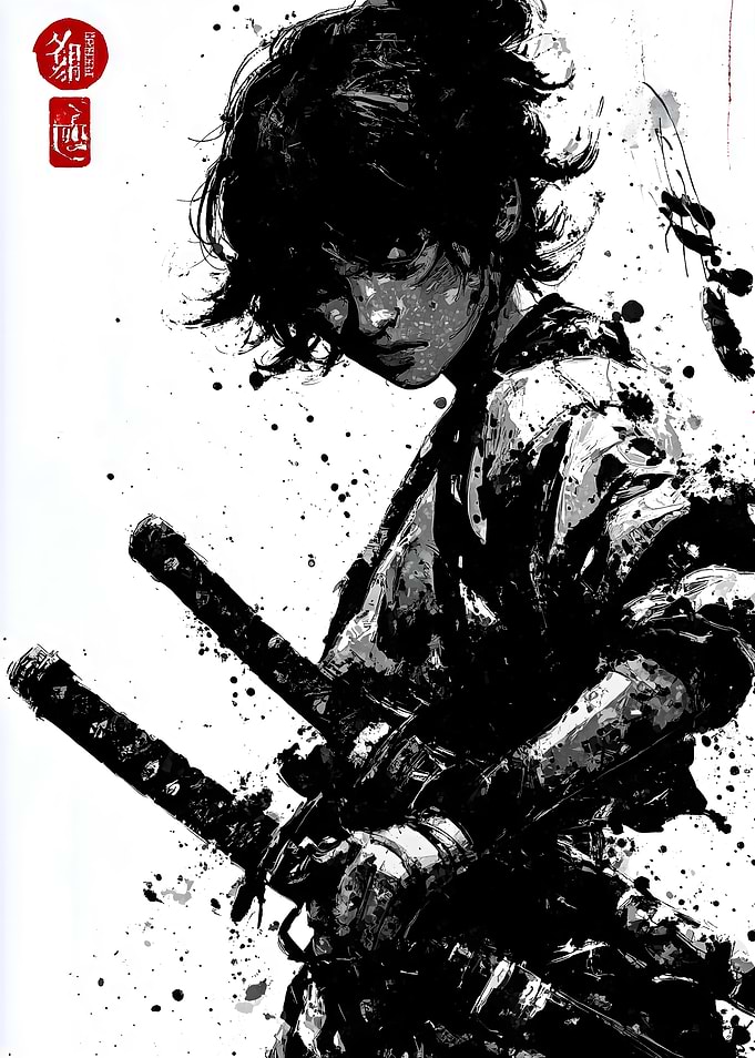 Monochrome Samurai Warrior