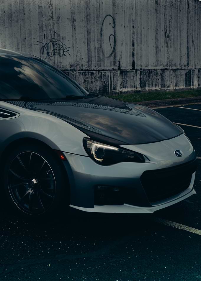Silver Subaru BRZ close-up shot