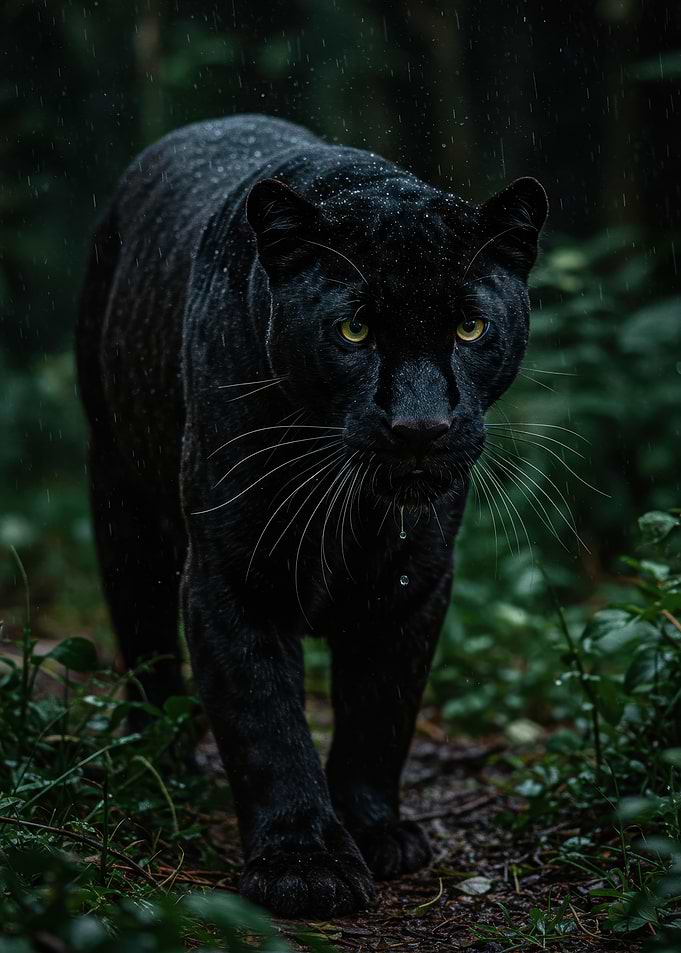 Black Panther in the Rain