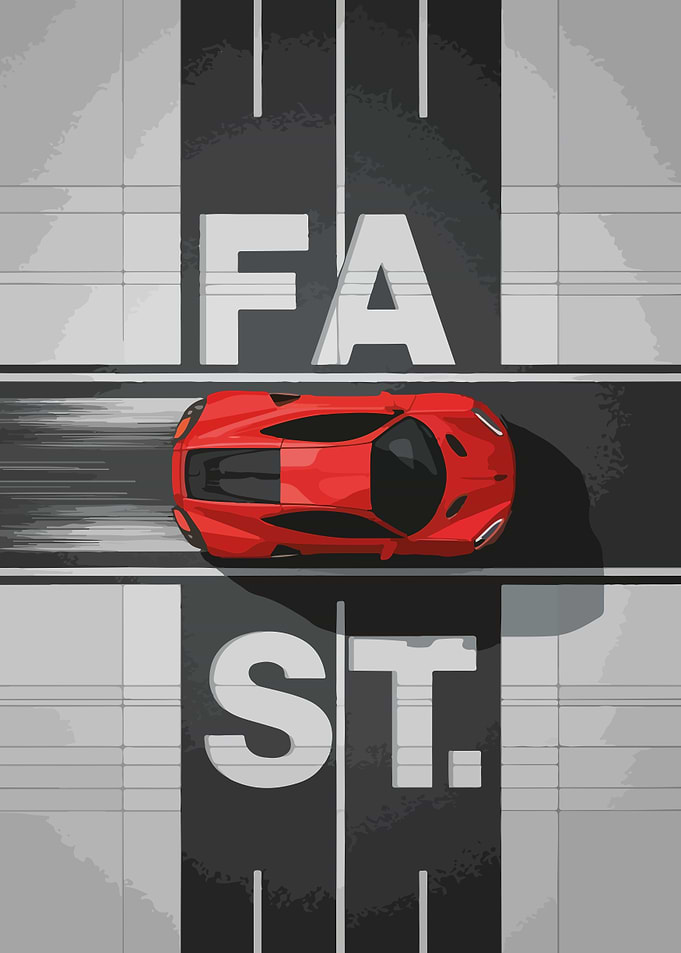 Red Car Speeding on Track